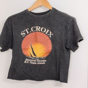 BLACK WASHED ST- CROIX CROPPED T SHIRT SIZE MEDIUM